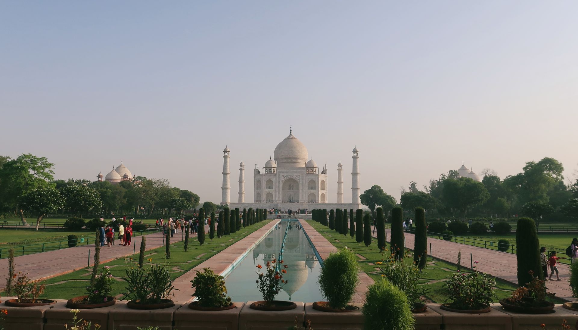 The Taj Mahal and reflecting pool in Agra